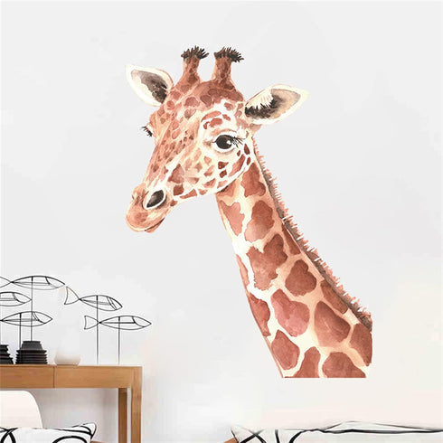 ROFARSO Lifelike Cute Giraffe Animal Vinyl Wall Stickers, Removable Wall Decals for Nursery Baby Bedroom Living Room