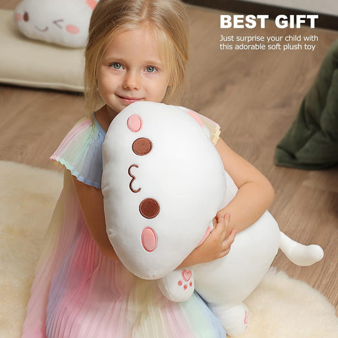 Onsoyours Cute Kitten Plush Toy - 20" Soft Stuffed Animal Pet Kitty, Large Anime Cat Pillow for Kids (White A)