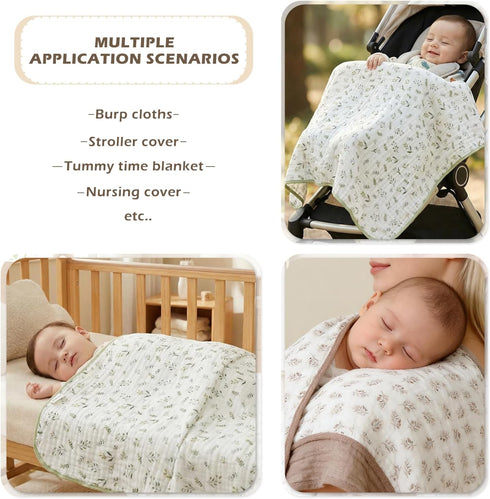 Pack 2 43 43 inches Ultra Soft Muslin Baby Blanket of Cotton Swaddles Bed Blankets Super Soft Lightweight for Babies