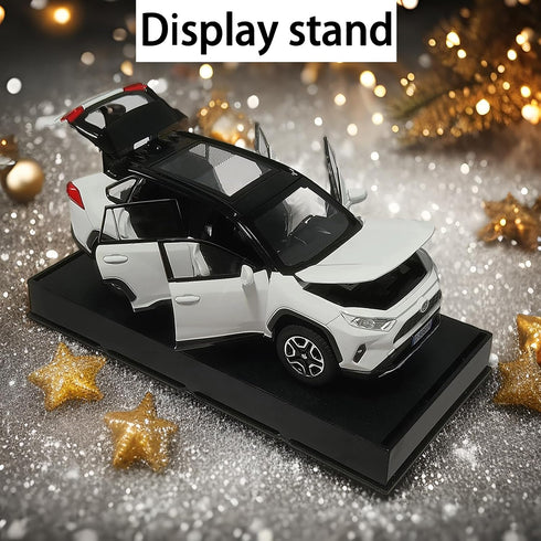 Model Car 1/32 RAV4 Alloy Diecast with Light and Sound, Collectible Toy Vehicle for Boys Kids Gift (White)