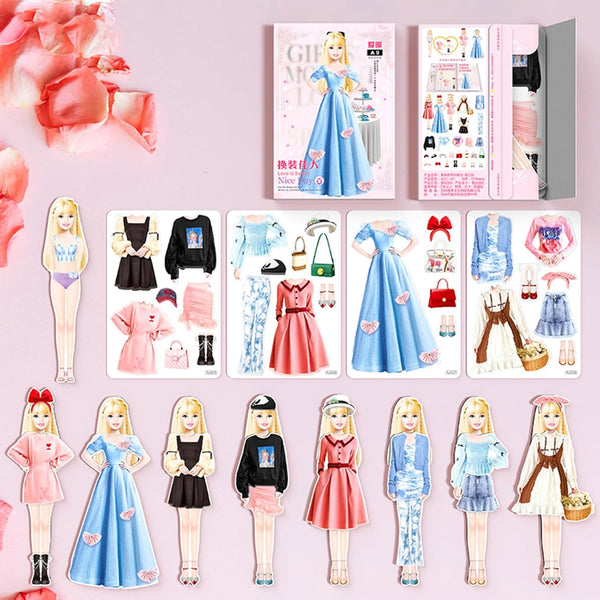 Magnetic Princess Dress Up Paper Doll Pretend Play Toys, Magnet People Clothes Puzzles Game for 3+ Year Old Girls