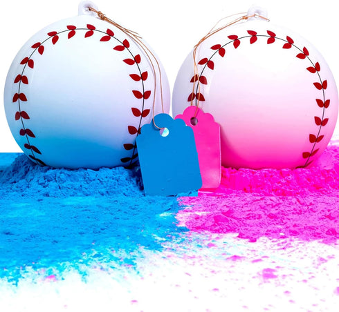 Winsharp Gender Reveal Baseball Set, 2 Balls - Pink and Blue Exploding Ball with Powder, Party Supplies