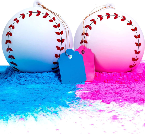 Winsharp Gender Reveal Baseball Set, 2 Balls - Pink and Blue Exploding Ball with Powder, Party Supplies