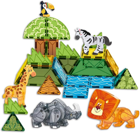 Voxifyx Magnetic Tiles Set Grassland Animals Theme Toys, Magnet Tiles Building Blocks Toys