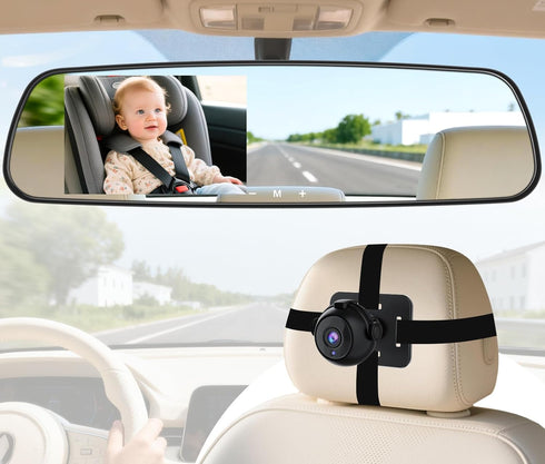 pemacom Baby Car Mirror Camera: Dash-Free 4.3-inch HD Clear Night Vision Wide Angle