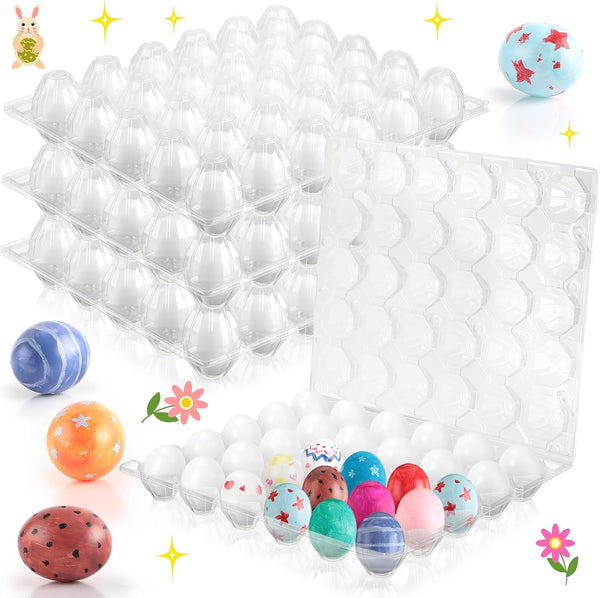 Menkxi 120 Pcs Plastic Easter Eggs with Clear Cartons for Crafts DIY