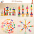 OESSUF Stacking Rocks, 48Pcs Wooden Balancing Stacking Blocks for Toddler Sorting Educational Montessori Game