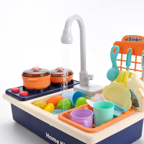Playset Ages35 PowerTRC Play Sink with Running Water Toddler Kitchen w/Working Faucet, Stove, Lights & Sounds Role-Play