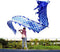 5 Meters Blue Scale Dragon Silk-like Poi, Outdoor Flinging Fitness Dragon Dance Streamer with Adjustable Handstick +