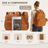 Backpack 20 15.6" ROSEGIN Premium Vegan Leather Diaper Bag with Waterproof Changing Pad, Reinforced Zippers