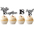 24 PCS 18th Birthday Cupcake Toppers, Sweet 18 Hello 18 Eighteen Cake Decorations Supplies (Black)
