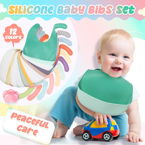 Adjustable Waterproof Silicone Baby Bibs - Soft Feeding Supplies for Kids