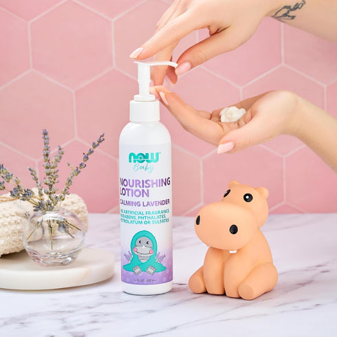 NOW Baby Nourishing Lotion - Calming Lavender, Paraben Free, 8 Fluid Ounces