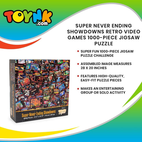Toynk Super Never Ending Showdowns Retro Video Games 1000-Piece Jigsaw Puzzle for Adults and Kids, Interactive Toys