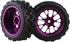 Mxfans Black Flower Pattern Rubber Tyres + Purple Y-Shape Aluminum Alloy Wheel Rims for RC 1:10 On-Road Racing Car Pack of 4