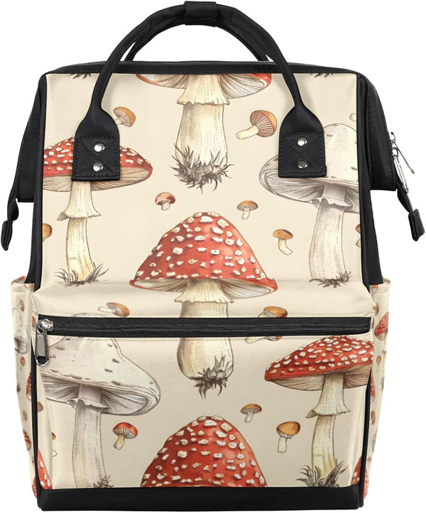Hsnar Lovely Mushroom Waterproof Diaper Bag Backpack Large Capacity Baby Bag with Stroller