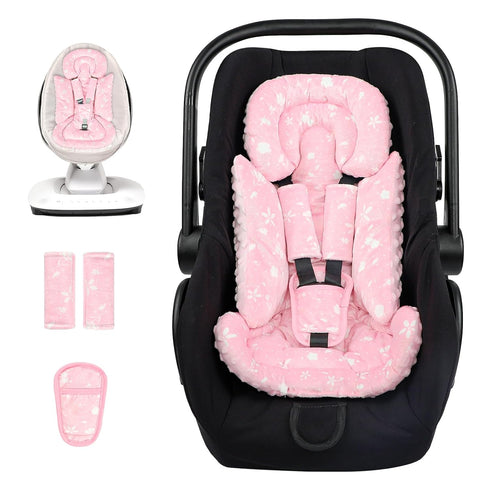 Car Seat Head Support Baby, Soft Infant CarSeat Insert with Strap Covers