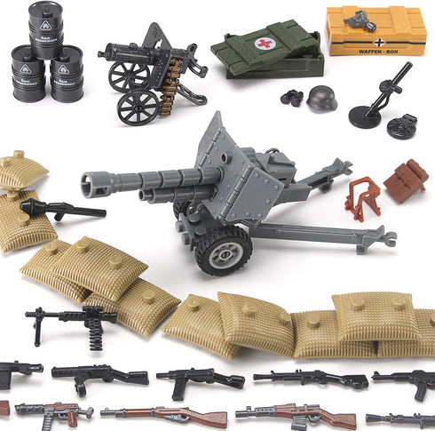 WW2 Pack Set Feleph Military Weapons Toy Building for Soldier Figures Bricks Model Army Equipment Gear Piece Kit