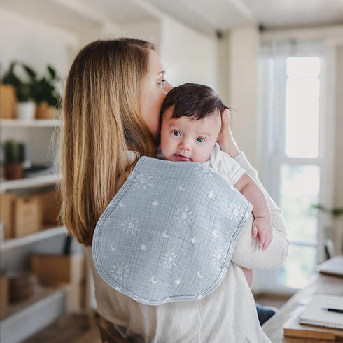 100% 22"X11" Muslin Burp Cloths with Snaps,Multi-Use Burpy Bib Cotton for Spit Up & Drool,Large Extra Absorbent Burping