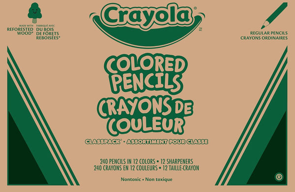Crayola Colored Pencils Classpack (240ct), Bulk Classroom Supplies for Teachers, 12 Colors