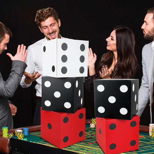 60 11 Inch 6 CHUNNIN Pcs Casino Theme Party Decoration Casino Party Boxes Balloon Poker Cards Large Dice Favor Boxes