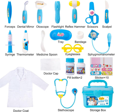 Liberry Toy Doctor Kit for Toddlers 3-5 Years, 30 Pcs Medical Playset Gift with Stethoscope and Dress Up Costume
