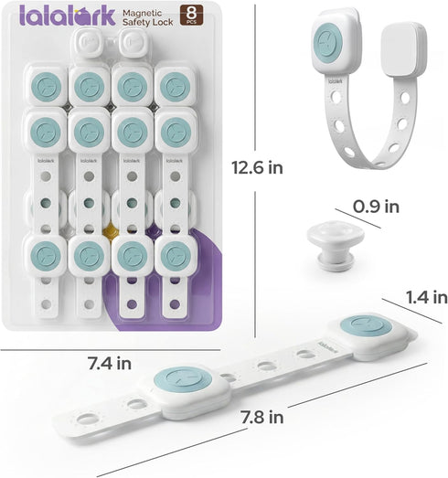 lalalark 8 Pack 2 3M Magnetic Cabinet Locks Baby Proofing with Keys, Adhesive No Drill Child Proof Cabinet Locks