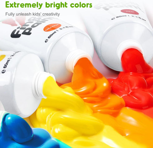 Jar Melo Washable Finger Paints for Toddlers, Non Toxic Baby Paint, 7 Colors (2.1fl oz), Safe Art Supplies for Kids 2+