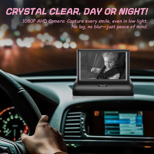 RVGoNow 4.3'' 1080P 150 Baby Car Camera with Monitor, USB Powered Rear Facing Seat Camera, HD Night Vision, Wide Angle
