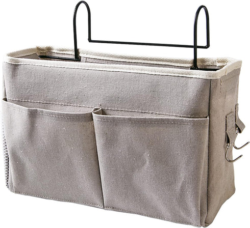 Yosoo Nightstand Hanging Bag, Cotton Linen Storage Pocket with Hook Design for Bunk Bed Dorm Rooms, with Multiple
