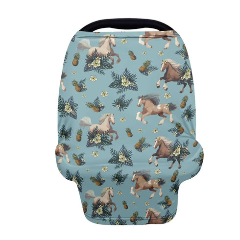 Hechitok Horse Flower Infant Car Seat Cover Nursing Breastfeeding Covers Baby Carrier Cover