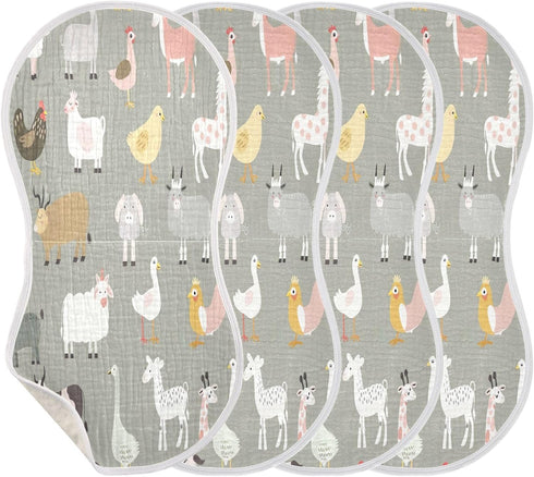 YETTASBIN Farm Animal Muslin Baby Burp Cloth, Super Soft Absorbent Cotton Burp Rag Baby Bibs Feeding Cloth for Newborn