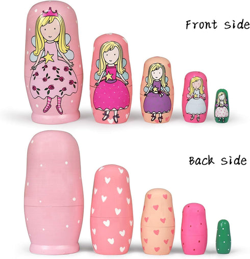 GRPSKCOS Nesting Dolls, Cute Angel Girls Stacking Russian Matryoshka Dolls Set of 5 for Kids