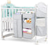 Hanging Diaper Caddy Organizer for Baby Crib - 3-in-1 Portable Diaper Stacker for Nursery Storage (Light Grey)