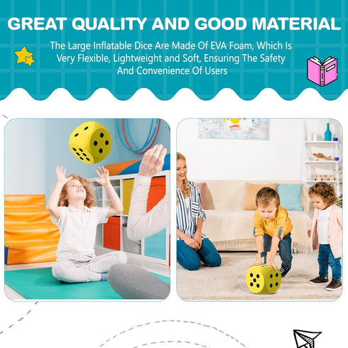 6 Inches Foam Dice, Fun Filled Large Educational Toy, Kawaii Jumbo Dice for Board Game Nights and Learning