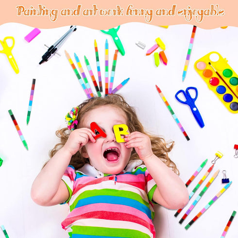 20 Pcs Stackable Crayons, Colorful Buildable Crayons for School Office Birthday Party, 12 Colors