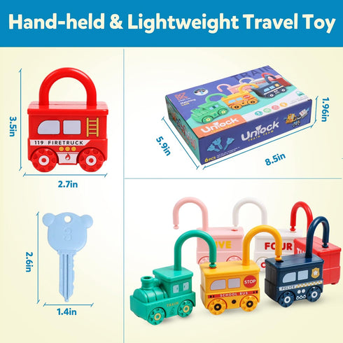 Montessori Learning Toys Sorting & Matching Locks and Keys, Sensory Car Activity for Kids Age 2-5