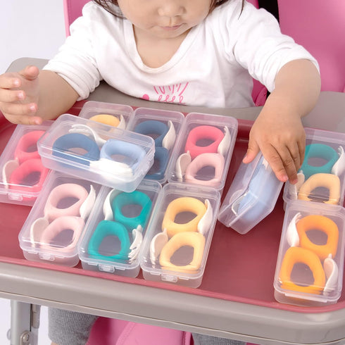Baby Self Feeding Training Spoon and Fork Set with Travel Case, BPA-Free Toddler Utensils, Silicone/ABS (Pink)