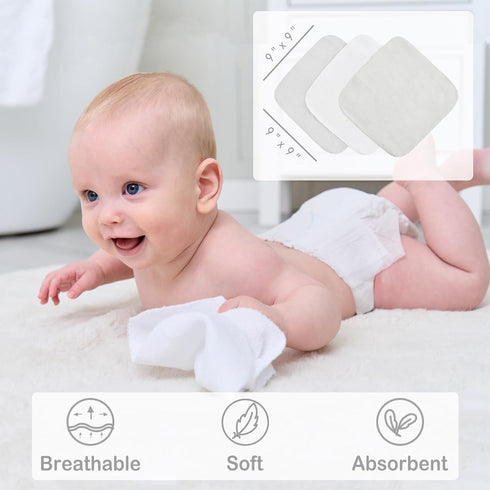 Set 6-Pack 28 28 Inch(Grey Viviland Baby Towels and Baby Wash Cloths Hooded Baby Towels Baby Wipes Absorbent Bath Face
