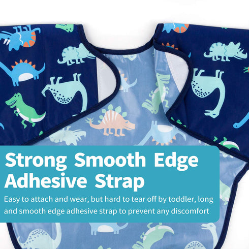 3 Pcs Long Sleeved Bib Set, Baby Waterproof Bibs with Pocket Bundle, Toddler Bib with Sleeves and Crumb Catcher