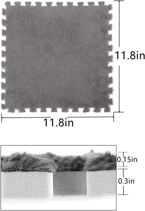10pcs Decoration(11.8x11.8in, Plush Puzzle Foam Floor Mat, Soft Fluffy Interlocking Square Foam Tiles Area Rugs Carpet