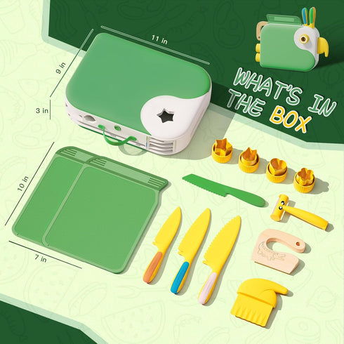 Set Set Set Montessori Kitchen Tools for Toddlers,Kids Knife for Real Cooking,Toddlers Knife with Storage Box Kids Safe