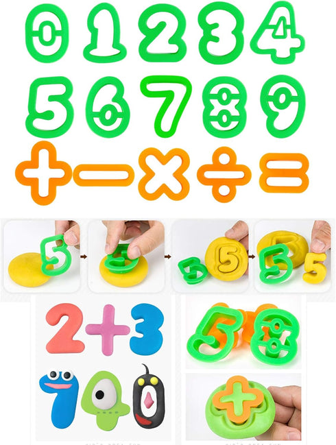 Set 69Pcs Letter Molds Tools for Kids Accessories, Rollers and Cutters, Numeral Various Plastic Animal Molds and Art