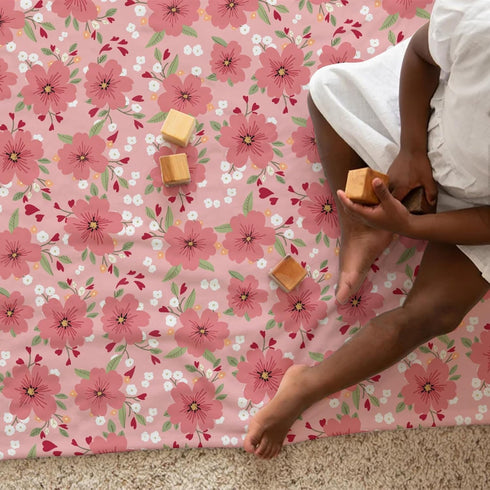 Love Blooms Baby Blankets for Girl Boy Red Heart Blossoms Swaddle Blanket Spring Floral Receiving Blankets Soft Flannel