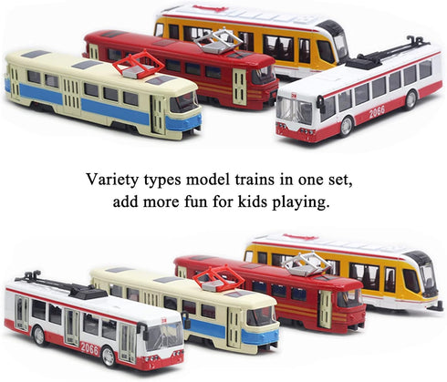 OTONOPI Toy Train Set - Subway Bullet Train High Speed Locomotive Engine Die Cast Model Car for Kids, Pack of 4