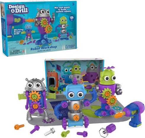 Educational Insights Design & Drill Robot Workshop - Take Apart Toy with Electric Drill, Over 70 Pieces, Toddler STEM