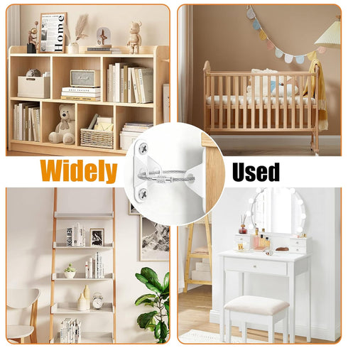 6-Pack Furniture Anchors for Baby Proofing, Anti Tip Straps Safety Kit to Prevent Dresser, Bookshelf, Cabinet from
