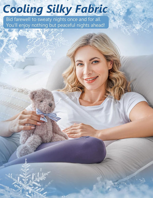 Meiz Pregnancy Pillow, Cooling Silky Pregnancy Pillows for Sleeping, Maternity Body Pillow for Pregnant Woman