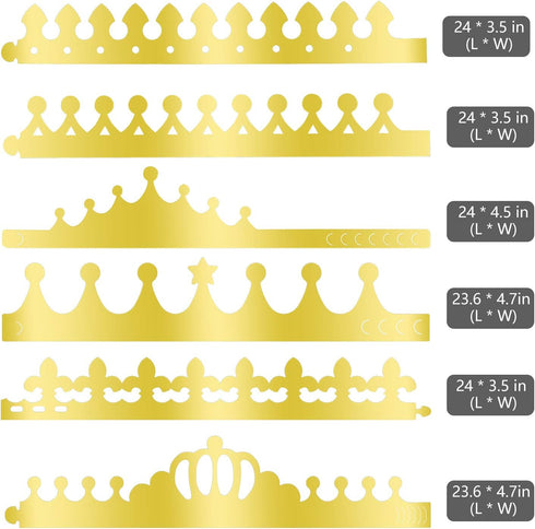 TUPARKA 30 Pcs Paper Crown Golden King Crowns, Gold Foil Party Crown Hat Cap for Birthday Celebration, Baby Shower