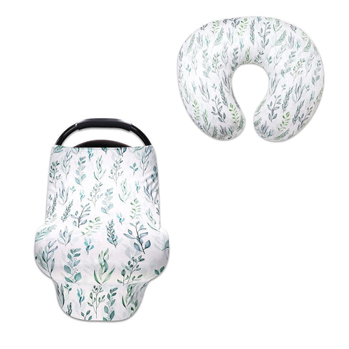DILIMI Nursing Pillow Cover and Baby Car Seat Cover, Green Leaf